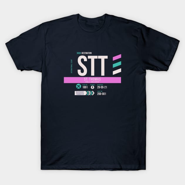 St. Thomas (STT) Airport Code Baggage Tag T-Shirt by SLAG_Creative